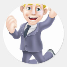 Happy businessman jumping stickers