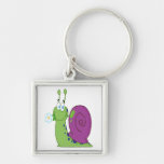 happy cartoon colourful snail with flower keychain
