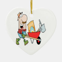 happy cartoon man gardening gardener ornament