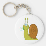 happy cartoon snail with flower key chain