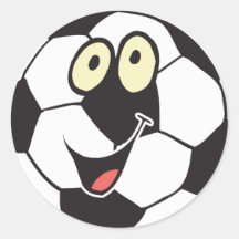 happy cartoon soccer ball round sticker