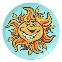 Happy Cartoon Sun Plates
