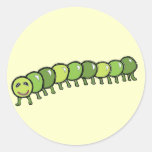 Happy Caterpillar Illustration Round Stickers