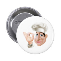 Happy chef doing okay gesture pinback button