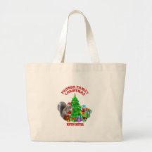 Happy Christmas Squirrel Canvas Bags