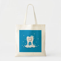 Happy clean tooth tote bags