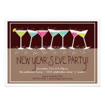 Happy Cocktails New Years Eve Party Invitation