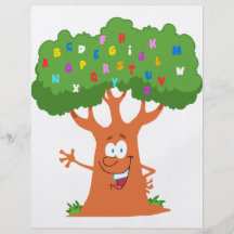 happy cute cartoon abc alphabet tree flyer design