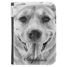 Happy Dog face personalised name kindle case