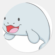 Happy Dugong Round Stickers