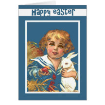 happy easter bunny and boy cards
