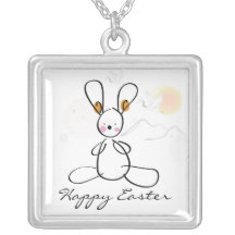 Happy Easter Bunny Personalized Necklace