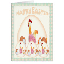 Happy Easter Chicks and eggs cute country Greeting Card