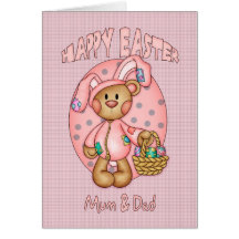 Happy Easter - Mum & Dad - Cute Teddy Bear Greeting Card