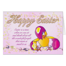 Happy Easter With Chick Greeting Cards