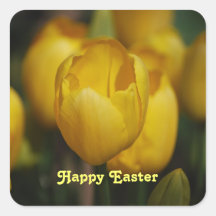Happy Easter Yellow Tulip Stickers