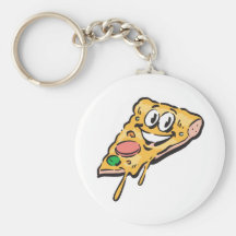 happy face pizza slice keychain