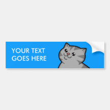 Happy Fat Silver Tabby Personalised Bumper Sticker
