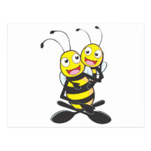 Happy Father and Daughter Bee Having Fun Postcards