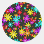 Happy Flower Wallpaper Round Stickers