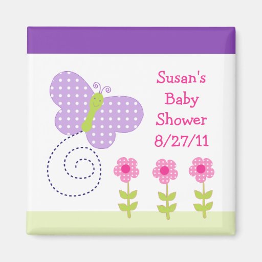 Happy Flowers & Butterfly Baby Shower Magnet