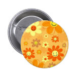 Happy Flowers Pinback Buttons