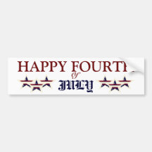 HAPPY FOURTH OF JULY BUMPER STICKER