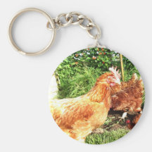 Happy Free range ex-battery chickens Key Chain