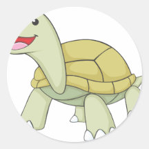 Happy Galapagos Tortoise Round Stickers
