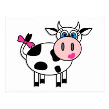 Happy Girl Cow Post Card