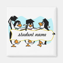 Happy Graduating Dancing Penguins w/Banner Fridge Magnets