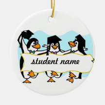 Happy Graduating Dancing Penguins w/Banner Ornament