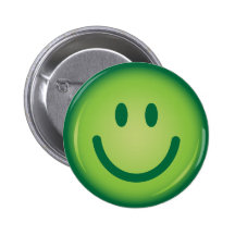 Happy green smiling smiley face button