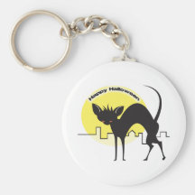 Happy Halloween Black Cat Keychains
