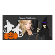 Happy Halloween Ghost and Witch Photo Cards