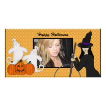 Happy Halloween Ghost and Witch Photo Cards