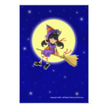 Happy Halloween Kid Witch Invitation Card