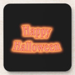 Happy Halloween orange glow cork coasters