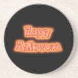 Happy Halloween orange glow coasters