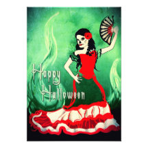 happy halloween spanish dancer invitation