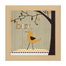 Happy Harvest Bird #1 Original Art 16x16 Canvas Stretched Canvas Print