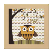 Happy Harvest Owl #1 Original Art 16x16 Canvas Stretched Canvas Prints