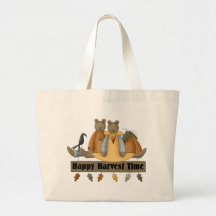 Happy Harvest Time Bears Canvas Bags