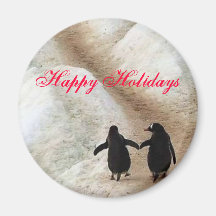 Happy Holiday Penguins Refrigerator Magnets