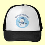 Happy Holidays Blue Snowman hats
