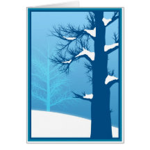 Happy Holidays Blue Snowy Tree Card