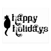 Happy Holidays Cat Silhouette Post Cards