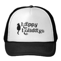 Happy Holidays Cat Silhouette Trucker Hat
