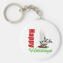 Happy Holidays Christmas Candles Key Chain