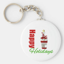 Happy Holidays Christmas Tree Plant Key Chains